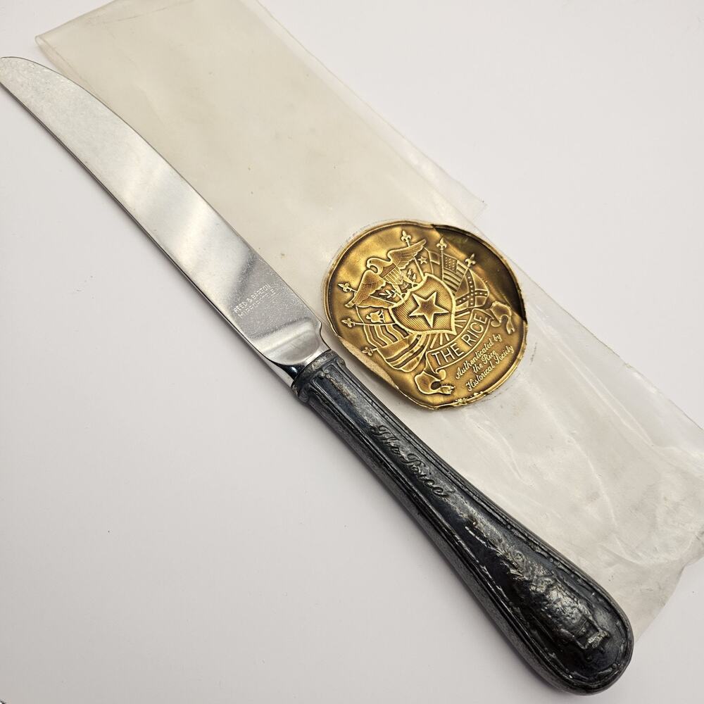 VTG The Rice Hotel Houston Texas Silverplate Dinner Knife Reed & Barton 9.5"